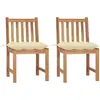 vidaXL Chaises de jardin lot de 2 avec coussins Bois de teck massif