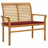 vidaXL Banc de jardin avec coussin rouge bordeaux 112 cm Teck massif