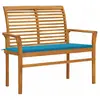 vidaXL Banc de jardin avec coussin bleu 112 cm Bois de teck massif