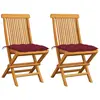 vidaXL Chaises de jardin avec coussins rouge bordeaux 4pcs Teck massif
