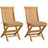 vidaXL Chaises de jardin avec coussins beige 4 pcs Bois de teck massif