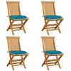 vidaXL Chaises de jardin avec coussins bleu clair 4 pcs Teck massif