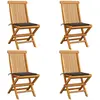 vidaXL Chaises de jardin avec coussins taupe 4 pcs Bois de teck massif