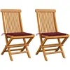 vidaXL Chaises de jardin avec coussins rouge bordeaux 4pcs Teck massif