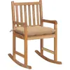 vidaXL Chaise à bascule avec coussin beige Bois de teck solide