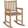 vidaXL Chaise à bascule avec coussin gris Bois de teck solide