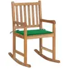 vidaXL Chaise à bascule avec coussin vert Bois de teck solide