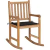 vidaXL Chaise à bascule avec coussin noir Bois de teck solide