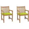 vidaXL Chaises de jardin 2 pcs avec coussins vert vif Teck massif