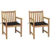 vidaXL Chaises de jardin 2 pcs avec coussins noir Bois de teck massif