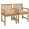 vidaXL Chaises de jardin 2 pcs avec coussins beige Bois de teck massif