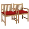 vidaXL Chaises de jardin 2 pcs avec coussins rouge Bois de teck massif