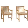 vidaXL Chaises de jardin 2 pcs avec coussins beige Bois de teck massif