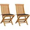 vidaXL Chaises de jardin avec coussins taupe 2 pcs Bois de teck massif