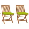 vidaXL Chaises de jardin lot de 2 avec coussins vert vif Bois de teck