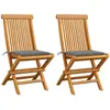 vidaXL Chaises de jardin avec coussins gris 2 pcs Bois de teck massif