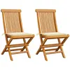 vidaXL Chaises de jardin avec coussins crème 2 pcs Bois de teck massif