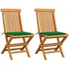 vidaXL Chaises de jardin avec coussins vert 2 pcs Bois de teck massif