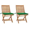 vidaXL Chaises de jardin 2 pcs avec coussins vert Bois de teck massif