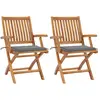 vidaXL Chaises de jardin 2 pcs avec coussins gris Bois de teck massif