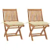 vidaXL Chaises de jardin 2 pcs avec coussins blanc crème Teck massif