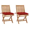 vidaXL Chaises de jardin lot de 2 et coussins rouge Bois teck massif