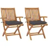 vidaXL Chaises de jardin lot de 2 et coussins anthracite Bois de teck