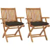 vidaXL Chaises de jardin lot de 2 et coussins taupe Bois teck massif
