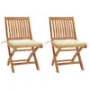 vidaXL Chaises de jardin 2 pcs avec coussins crème Bois de teck massif