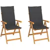 vidaXL Chaises de jardin 2 pcs avec coussins anthracite Bois de teck