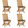 vidaXL Chaises de jardin avec coussins anthracite 4 pcs Bois de teck