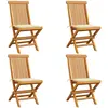 vidaXL Chaises de jardin avec coussins crème 4 pcs Bois de teck massif