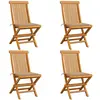 vidaXL Chaises de jardin avec coussins beige 4 pcs Bois de teck massif