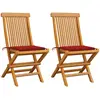 vidaXL Chaises de jardin avec coussins rouge 4 pcs Bois de teck massif
