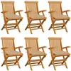 vidaXL Chaises de jardin avec coussins beige lot de 6 Bois teck massif