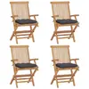 vidaXL Chaises de jardin avec coussins anthracite lot de 6 Bois teck