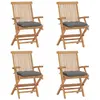 vidaXL Chaises de jardin avec coussins gris lot de 6 Bois teck massif