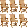 vidaXL Chaises de jardin avec coussins beige lot de 6 Bois teck massif