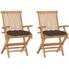 vidaXL Chaises de jardin avec coussins taupe 2 pcs Bois de teck massif