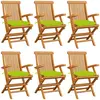 vidaXL Chaises de jardin avec coussins vert vif lot de 2 Bois de teck