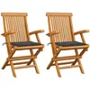 vidaXL Chaises de jardin avec coussins anthracite 3 pcs Bois de teck