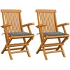 vidaXL Chaises de jardin avec coussins gris 3 pcs Bois de teck massif