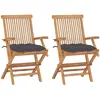 vidaXL Chaises de jardin avec coussins anthracite 2 pcs Bois de teck