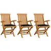 vidaXL Chaises de jardin avec coussins noir 6 pcs Bois de teck massif