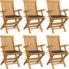 vidaXL Chaises de jardin avec coussins taupe 6 pcs Bois de teck massif