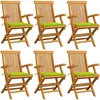 vidaXL Chaises de jardin avec coussins vert vif lot de 6 Bois teck
