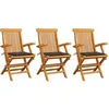 vidaXL Chaises de jardin avec coussins taupe 3 pcs Bois de teck massif
