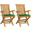 vidaXL Chaises de jardin avec coussins vert 2 pcs Bois de teck massif