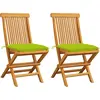 vidaXL Chaises de jardin avec coussins vert vif 2 pcs Bois de teck