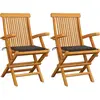 vidaXL Chaises de jardin avec coussins taupe 2 pcs Bois de teck massif